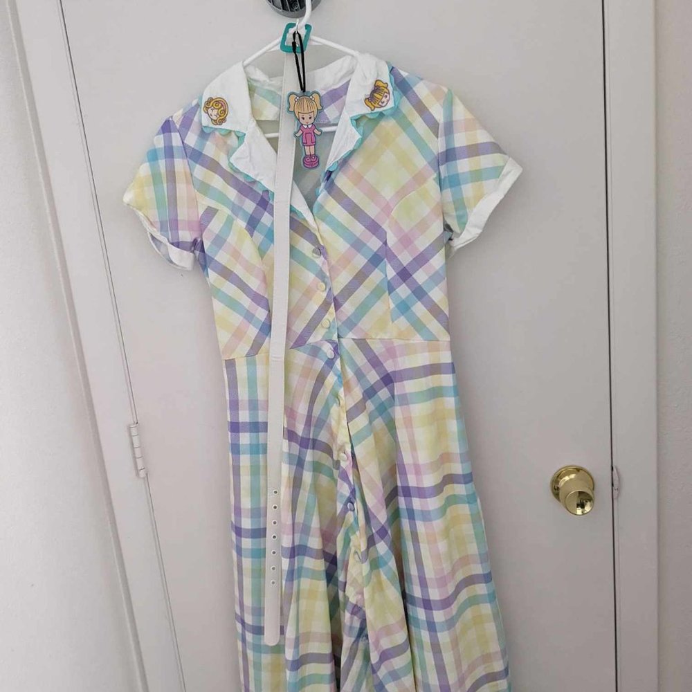 Unique Vintage Polly Pocket Pastel Rainbow Gingham Alexis Swing Dress